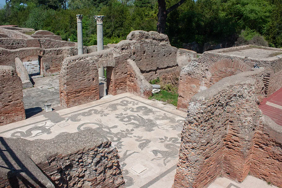 Mosaique dans les maisons d'Ostia Antica